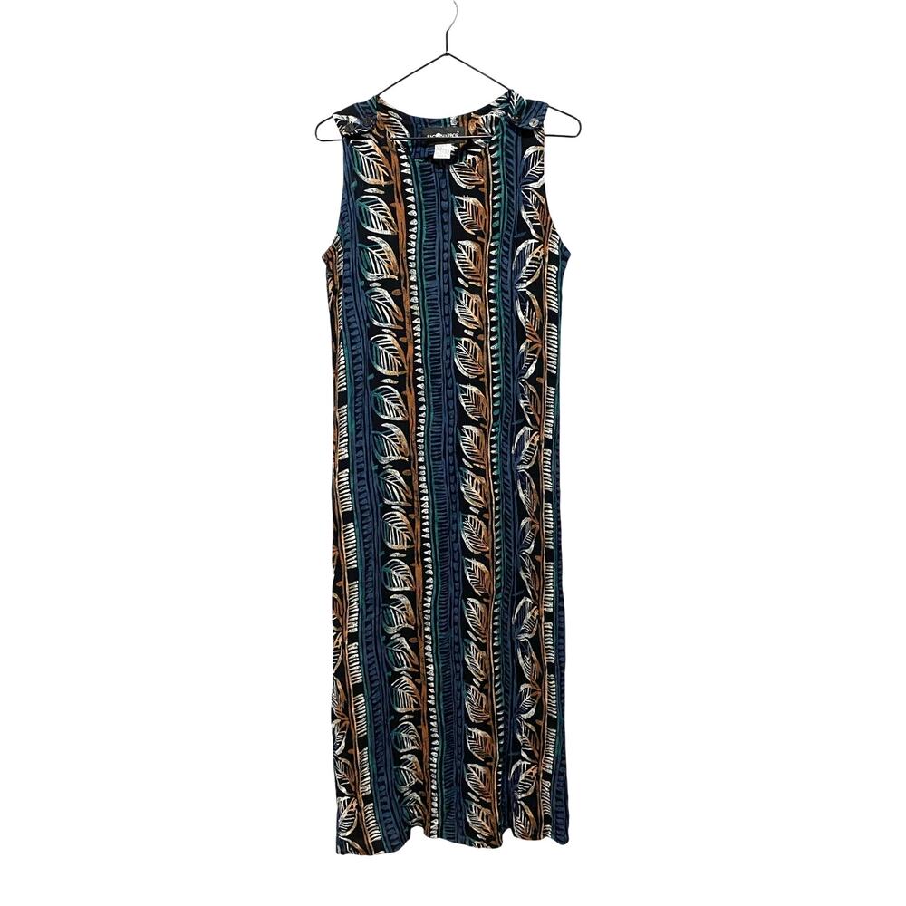 Vintage 90's y2k Sag Harbor Sleeveless Midi Dress Western Pattern Sz 8